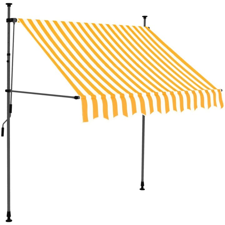 Markis manuellt infällbar med LED 150 cm vit och orange vidaXL – bild 2