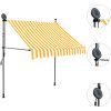 Markis manuellt infällbar med LED 150 cm vit och orange vidaXL – miniatyr 3