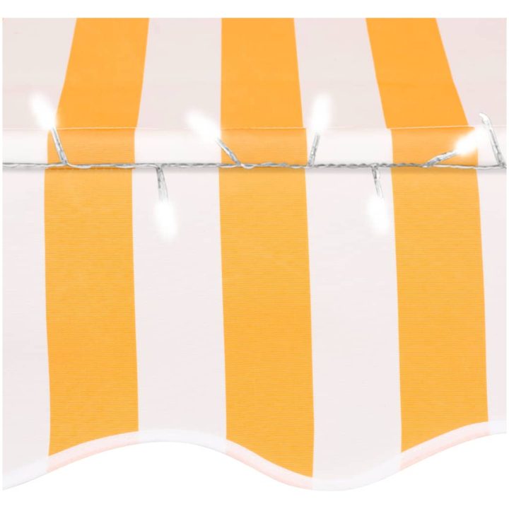 Markis manuellt infällbar med LED 150 cm vit och orange vidaXL – bild 5