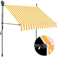 Markis manuellt infällbar med LED 150 cm vit och orange vidaXL