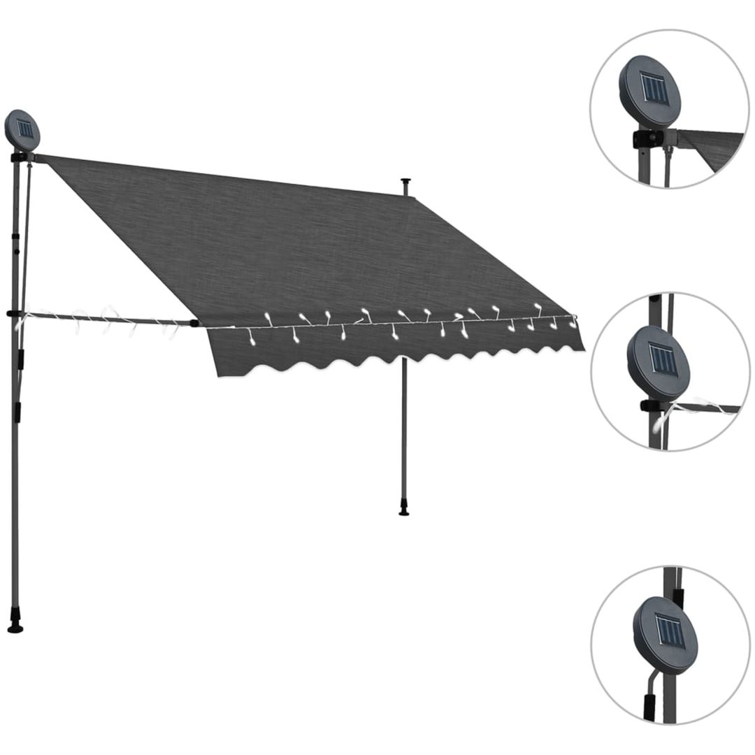 Markis manuellt infällbar med LED 250 cm antracit vidaXL – bild 3