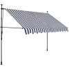 Markis manuellt infällbar med LED 250 cm blå och vit vidaXL – miniatyr 2