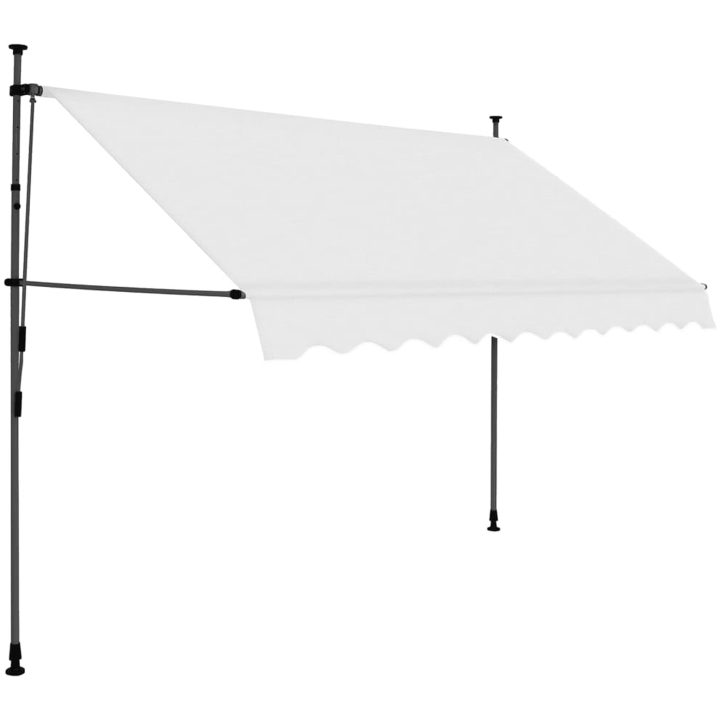 Markis manuellt infällbar med LED 250 cm gräddvit vidaXL – bild 2