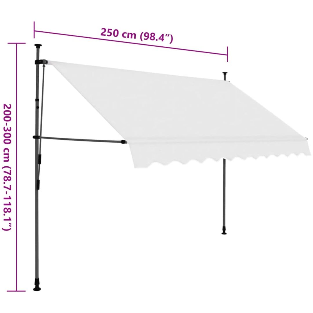 Markis manuellt infällbar med LED 250 cm gräddvit vidaXL – bild 8