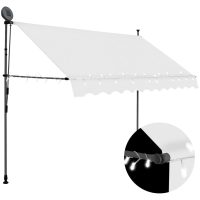 Markis manuellt infällbar med LED 250 cm gräddvit vidaXL