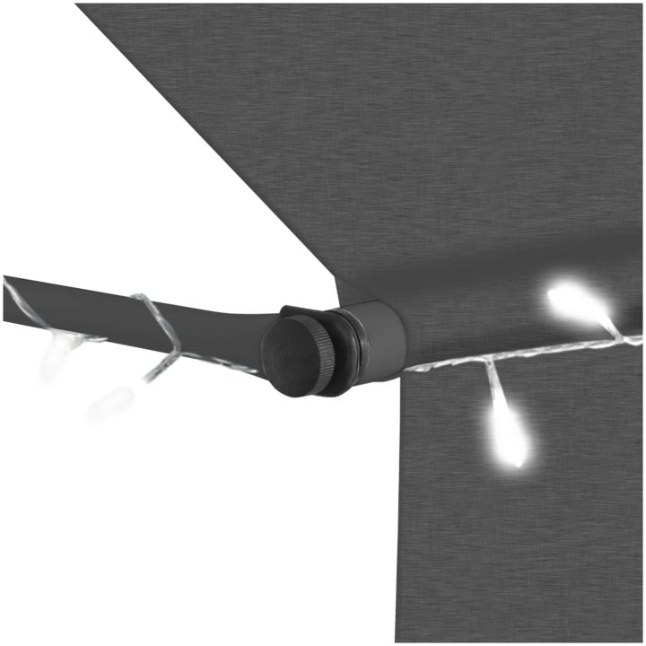 Markis manuellt infällbar med LED 300 cm antracit vidaXL – bild 5