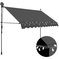 Markis manuellt infällbar med LED 300 cm antracit vidaXL