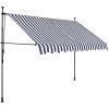 Markis manuellt infällbar med LED 300 cm blå och vit vidaXL – miniatyr 2