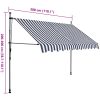 Markis manuellt infällbar med LED 300 cm blå och vit vidaXL – miniatyr 8
