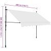 Markis manuellt infällbar med LED 300 cm gräddvit vidaXL – miniatyr 8
