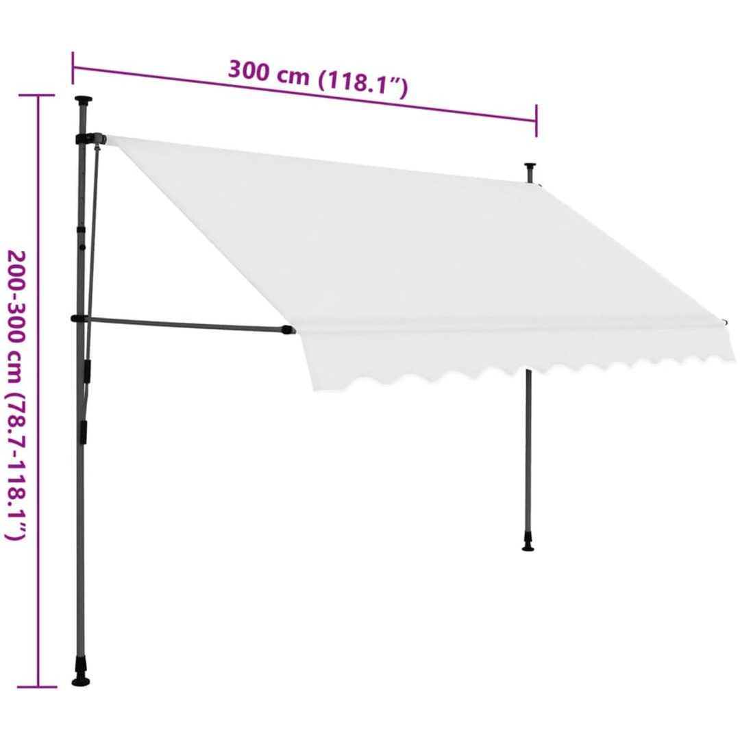 Markis manuellt infällbar med LED 300 cm gräddvit vidaXL – bild 8