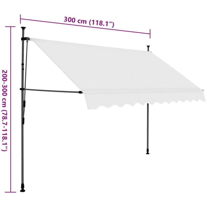 Markis manuellt infällbar med LED 300 cm gräddvit vidaXL – bild 8