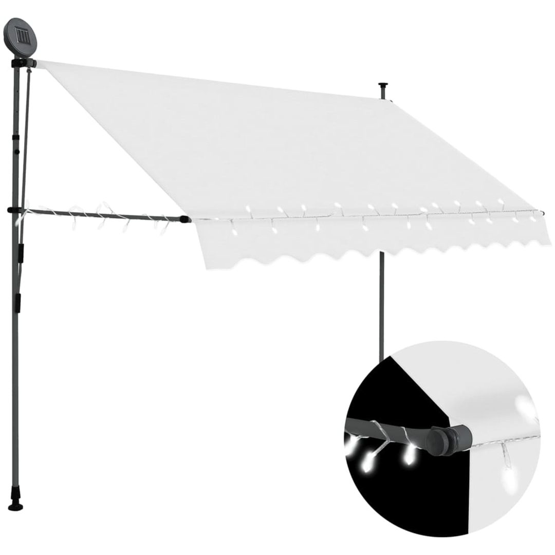 Markis manuellt infällbar med LED 300 cm gräddvit vidaXL