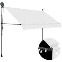 Markis manuellt infällbar med LED 300 cm gräddvit vidaXL