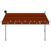 Markis manuellt infällbar med LED 300 cm orange och brun vidaXL – miniatyr 5