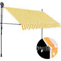Markis manuellt infällbar med LED 300 cm vit och orange vidaXL