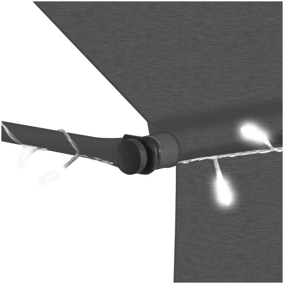 Markis manuellt infällbar med LED 350 cm antracit vidaXL – bild 5