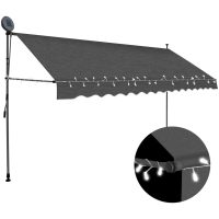 Markis manuellt infällbar med LED 350 cm antracit vidaXL