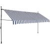Markis manuellt infällbar med LED 350 cm blå och vit vidaXL – miniatyr 2