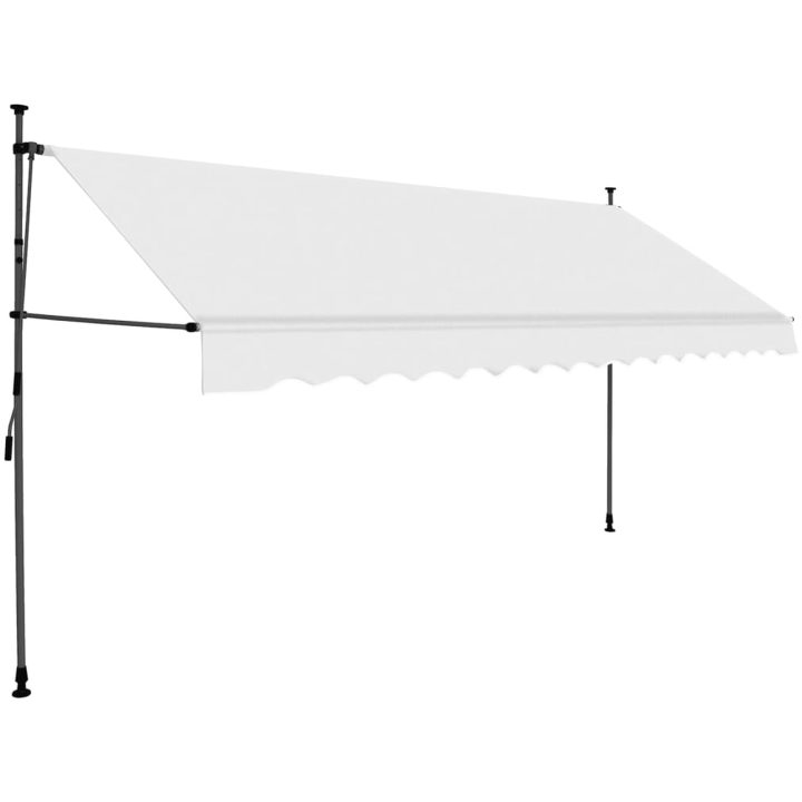 Markis manuellt infällbar med LED 350 cm gräddvit vidaXL – bild 2