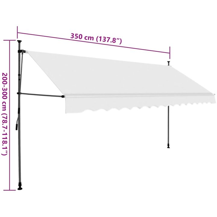 Markis manuellt infällbar med LED 350 cm gräddvit vidaXL – bild 8