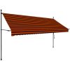 Markis manuellt infällbar med LED 350 cm orange och brun vidaXL – miniatyr 2