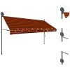Markis manuellt infällbar med LED 350 cm orange och brun vidaXL – miniatyr 3