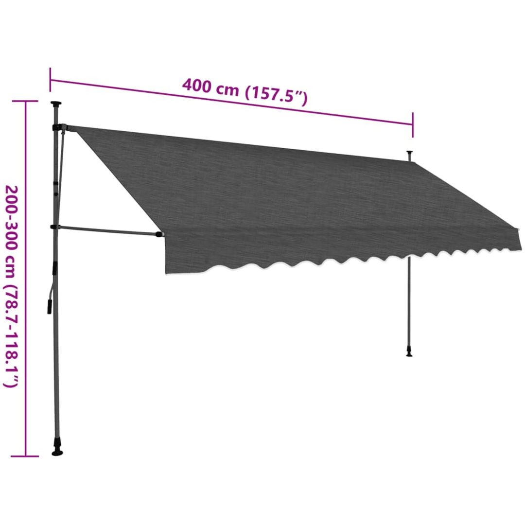 Markis manuellt infällbar med LED 400 cm antracit vidaXL – bild 8