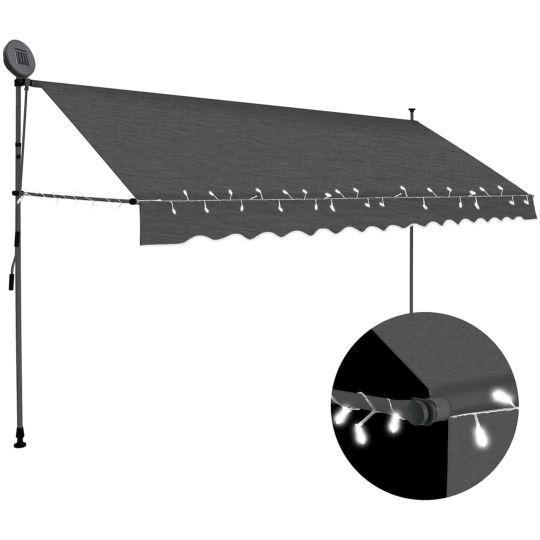 Markis manuellt infällbar med LED 400 cm antracit vidaXL