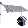 Markis manuellt infällbar med LED 400 cm blå och vit vidaXL – miniatyr 1