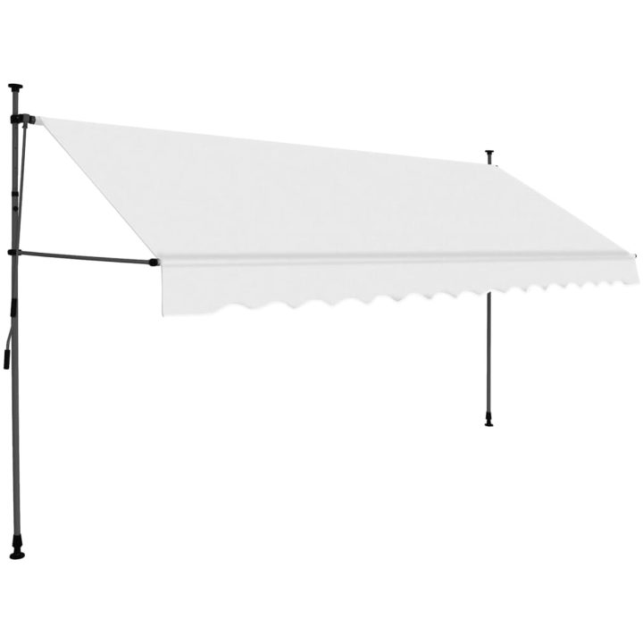 Markis manuellt infällbar med LED 400 cm gräddvit vidaXL – bild 2