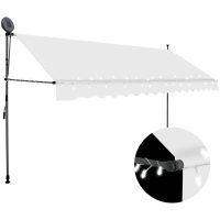 Markis manuellt infällbar med LED 400 cm gräddvit vidaXL