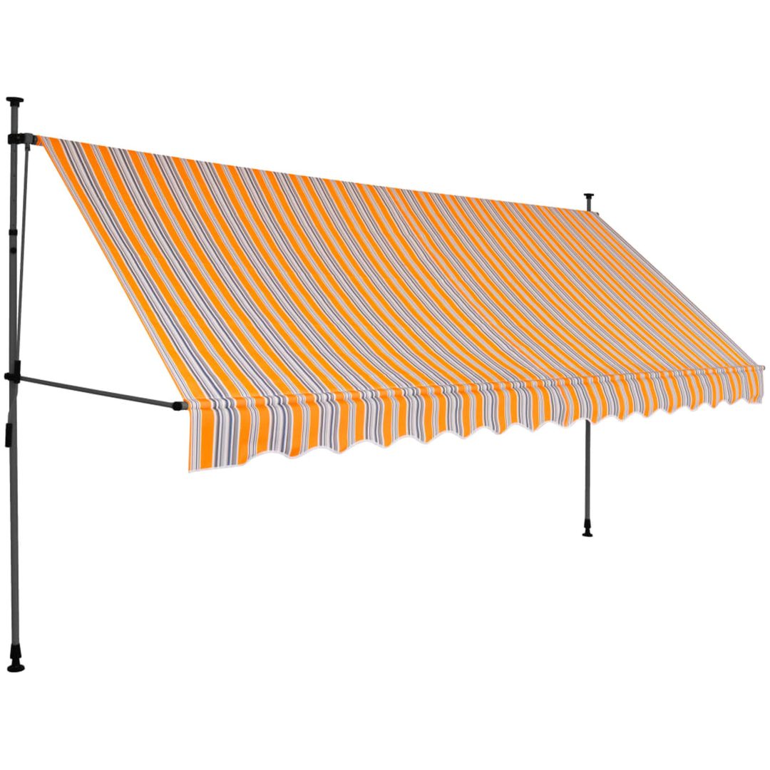 Markis manuellt infällbar med LED 400 cm gul och blå vidaXL – bild 3