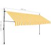 Markis manuellt infällbar med LED 400 cm vit och orange vidaXL – miniatyr 8