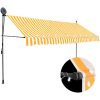 Markis manuellt infällbar med LED 400 cm vit och orange vidaXL – miniatyr 1