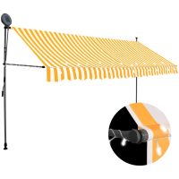 Markis manuellt infällbar med LED 400 cm vit och orange vidaXL