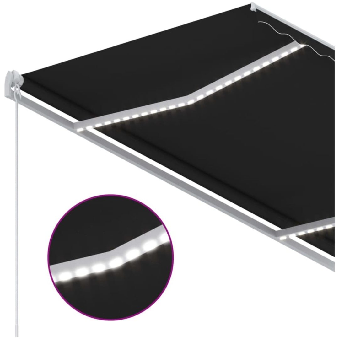 Markis manuellt infällbar med LED antracit vidaXL 350 x 250 cm – bild 5