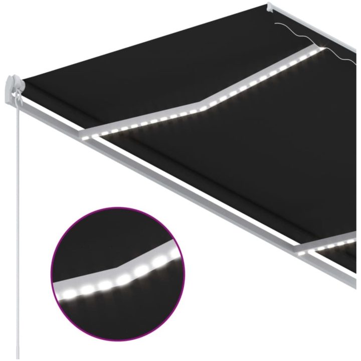 Markis manuellt infällbar med LED antracit vidaXL 350 x 250 cm – bild 5