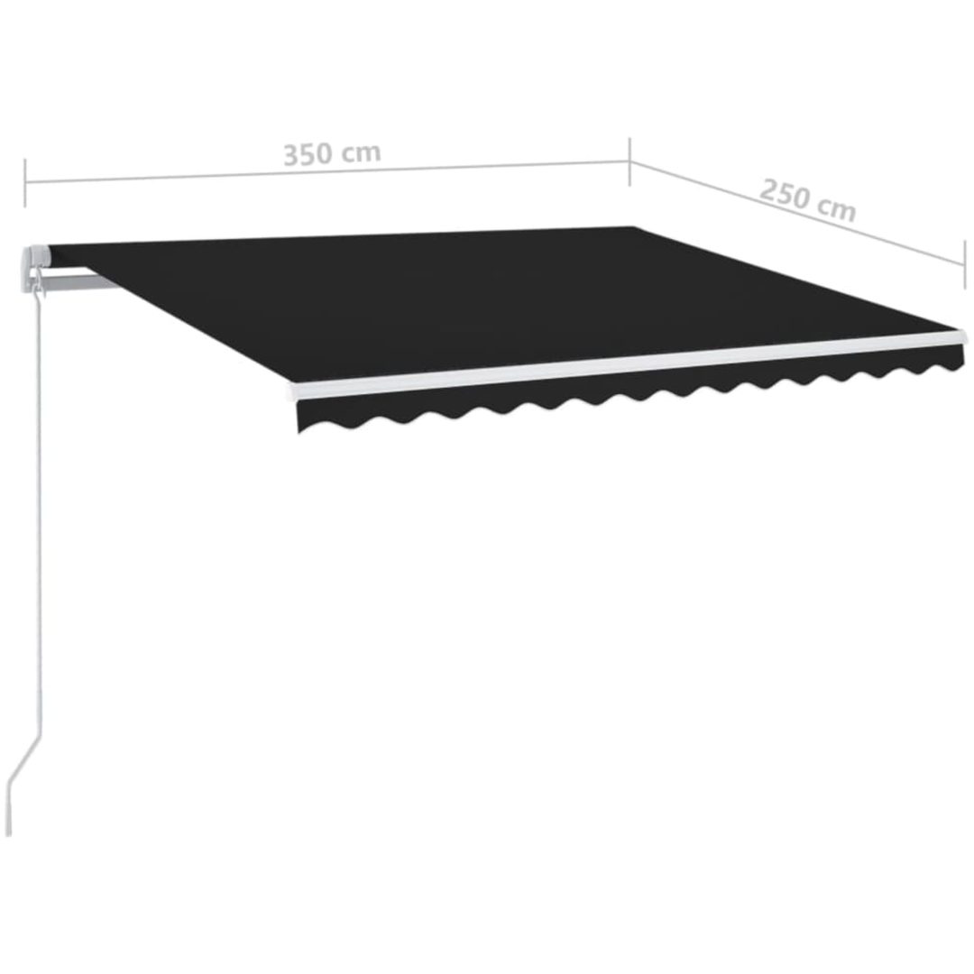 Markis manuellt infällbar med LED antracit vidaXL 350 x 250 cm – bild 7