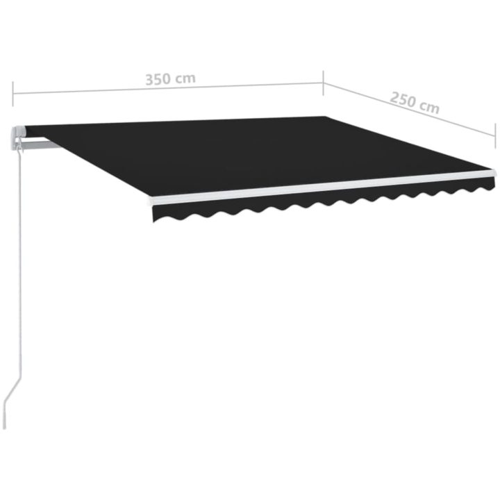 Markis manuellt infällbar med LED antracit vidaXL 350 x 250 cm – bild 7