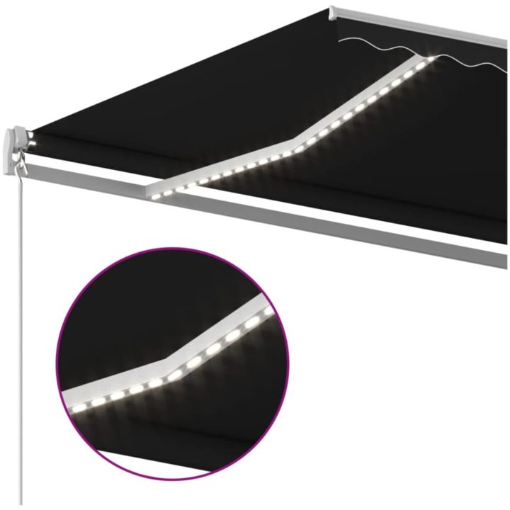 Markis manuellt infällbar med LED antracit vidaXL 400 x 350 cm – bild 5