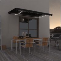Markis manuellt infällbar med LED antracit vidaXL