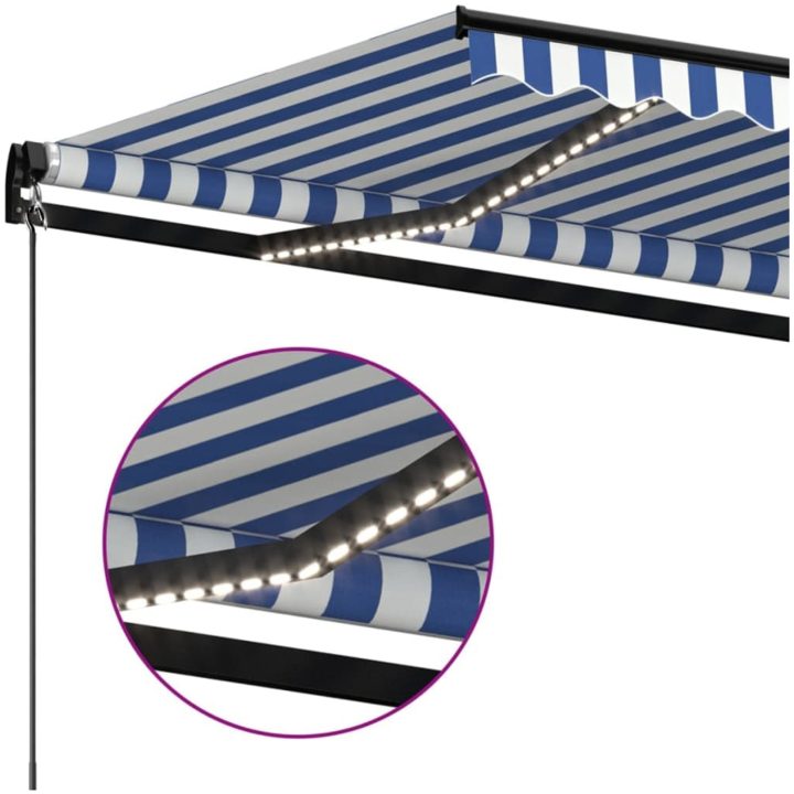 Markis manuellt infällbar med LED blå och vit vidaXL 350 x 250 cm – bild 5