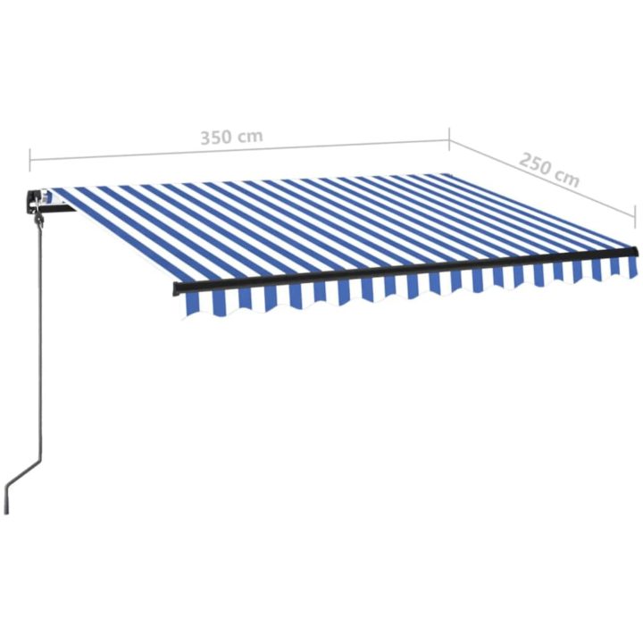 Markis manuellt infällbar med LED blå och vit vidaXL 350 x 250 cm – bild 7