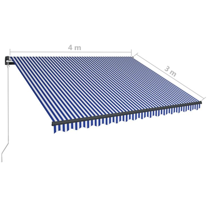 Markis manuellt infällbar med LED blå och vit vidaXL 400 x 300 cm – bild 12