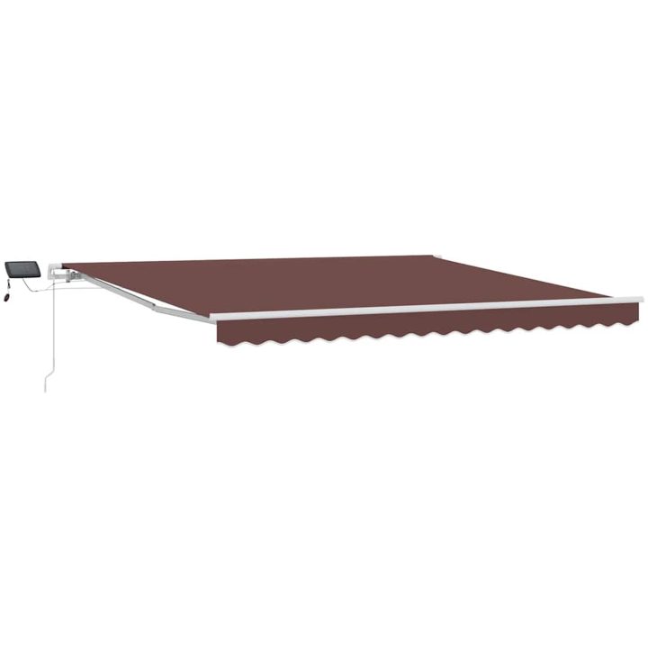 Markis manuellt infällbar med LED brun vidaXL 400 x 300 cm – bild 2