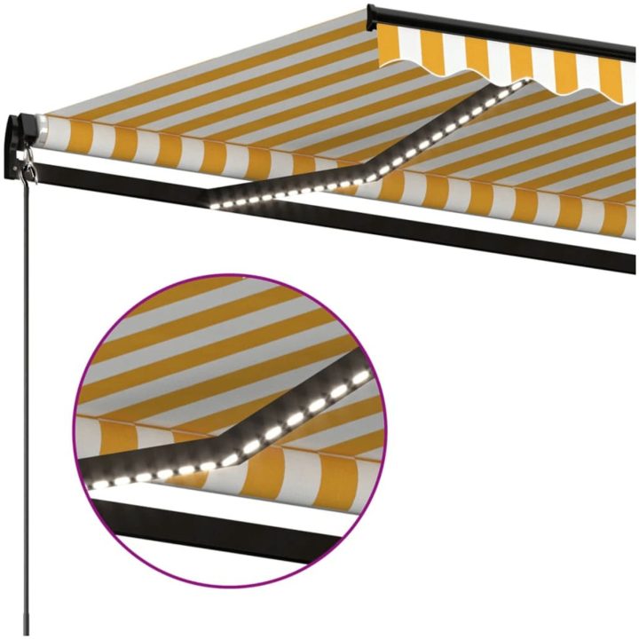 Markis manuellt infällbar med LED gul och vit vidaXL 350 x 250 cm – bild 5