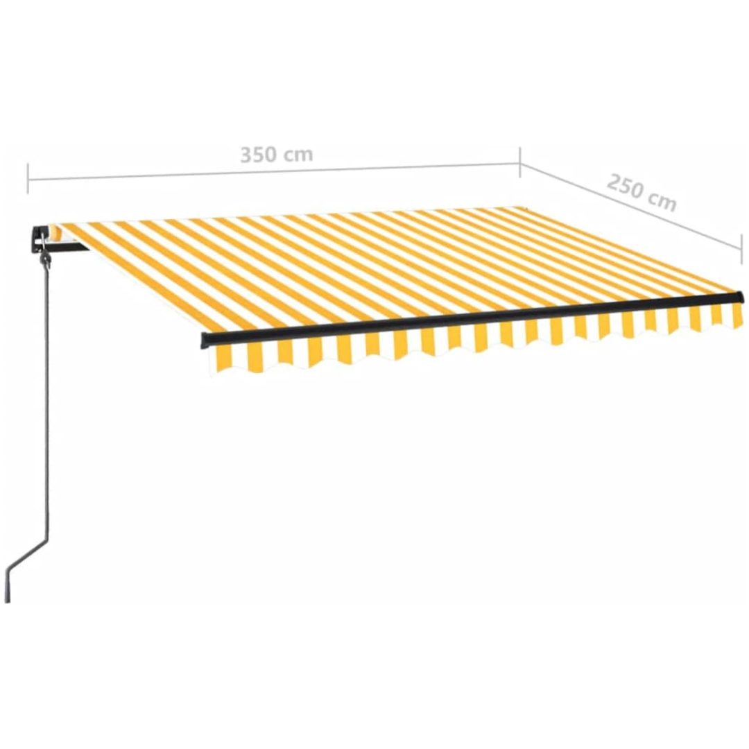 Markis manuellt infällbar med LED gul och vit vidaXL 350 x 250 cm – bild 7