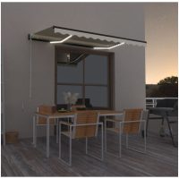 Markis manuellt infällbar med LED gul och vit vidaXL