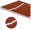 Markis manuellt infällbar med LED orange och brun vidaXL 350 x 250 cm – miniatyr 5